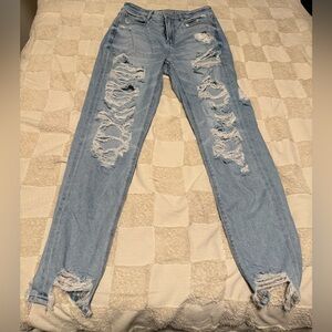 Distressed Light Blue Women's Jeans Long